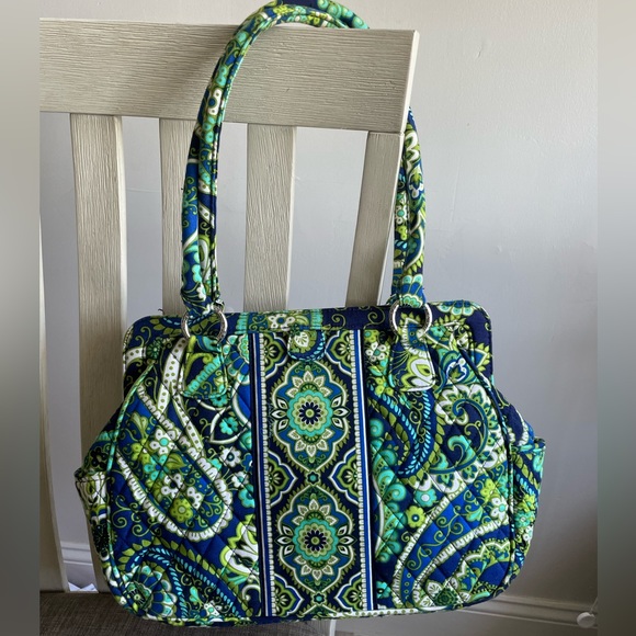 Vera Bradley Rhythm & Blues Structured Shoulder Bag Blue Greens Floral Pattern - Picture 1 of 9